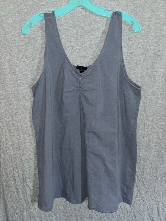 torrid Tops - torrid Gray/Blue Scoop Neck Tank with Front Ruching